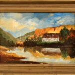 Jelézés nélkül: Táj ,Olaj, vászon keretben 33x44 cm