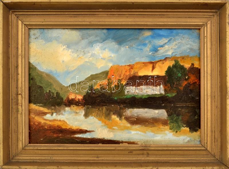 Jelézés nélkül: Táj ,Olaj, vászon keretben 33x44 cm