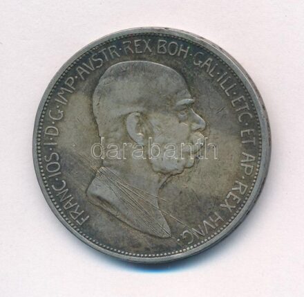 Ausztria 1909. 5K Ag 'Ferenc József' T:3 karc, patina Austria 1909. 5 Corona Ag 'Franz Joseph' C:F scratched, patina Krause KM#2814