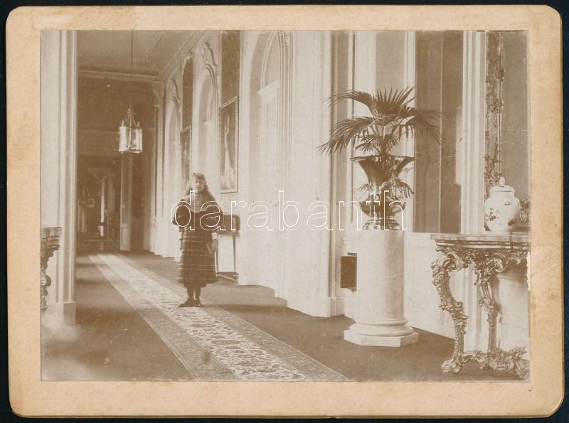 cca 1900 A keszthelyi Festetics-kastély belső terének részlete, 8x11 cm