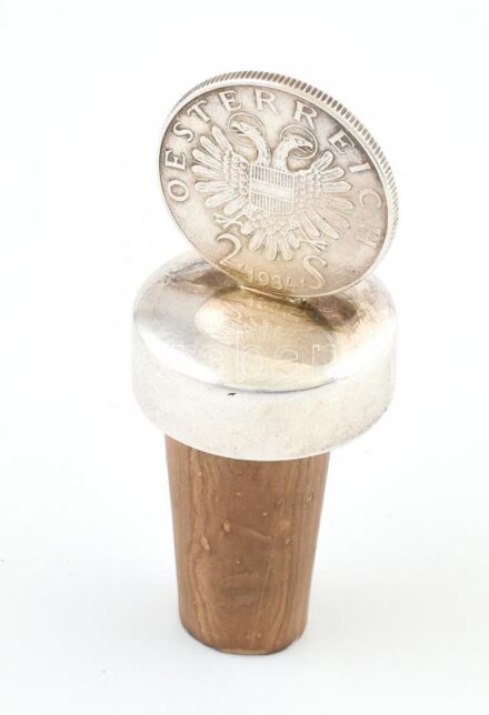 Ezüst (Ag) Ausztria 1934. 2 Schilling 'Engelbert Dolfuss' érméből átalakított boros dugó, jelzett, nettó: 24,2 g