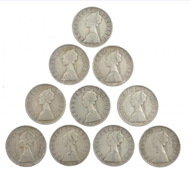 Olaszország 1959R 500L Ag 'Kolumbusz hajói' (10x) T:2-,3 patina Italy 1959R 500 Lire Ag 'Columbus' ships' (10x) C:VF,F patina Krause KM#98 - Image 2