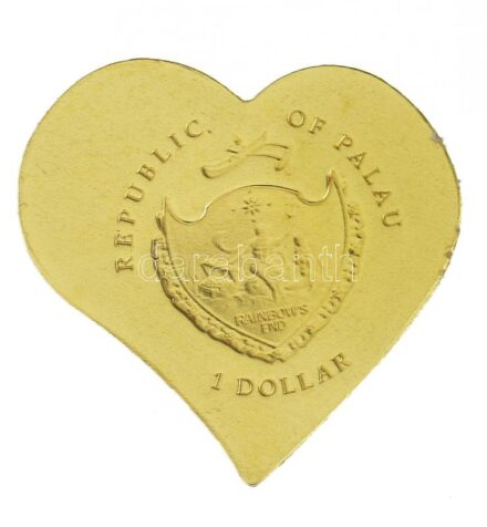 Palau 2008. 1$ Au (0,5g/0.999) 'A világ legkisebb aranyérméi - Örök szerelem' kapszulában és dísztokban, tanúsítvánnyal (0,5g/0.999) T:PP Palau 2008. 1 Dollar Au 'Smallest Gold Coins of the World Series - Everlasting Love' in capsule
