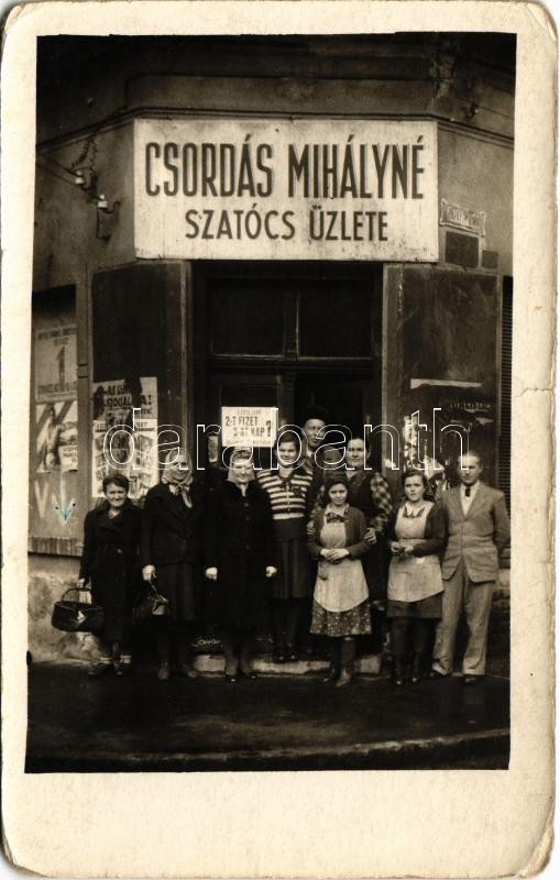 Budapest VIII. Baross utca, Csordás Mihályné szatócs üzlete. photo (kopott sarkak / worn corners)