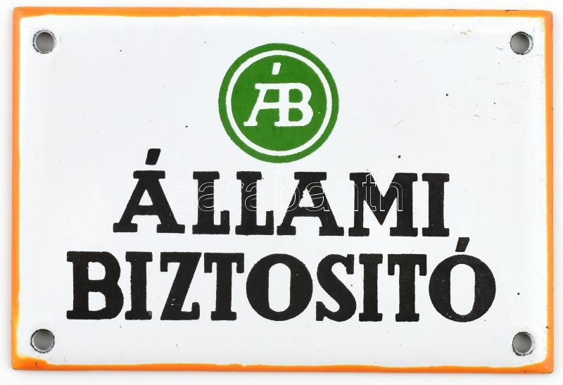 Állami biztosító zománcozott fém tábla 8x12 cm