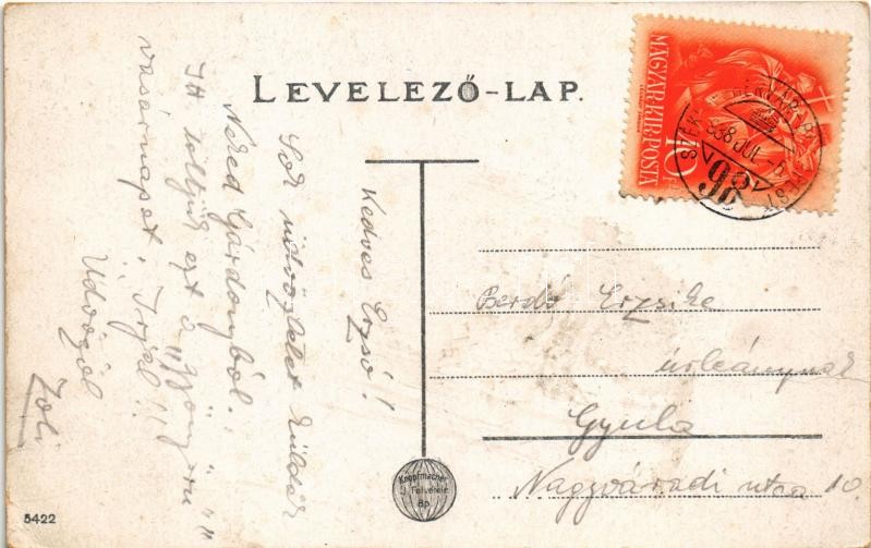 1938 Gárdony, Torna és játszóhely a Sirály strandon + 'SZÉKESFEHÉRVÁR - BUDAPEST 98' vasúti mozgóposta bélyegző (EK) - Image 2