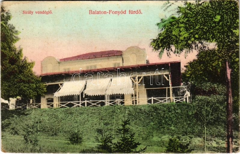 1909 Fonyód-fürdő, Sirály vendéglő. Sipos Flóra kiadása (szakadás / tear)