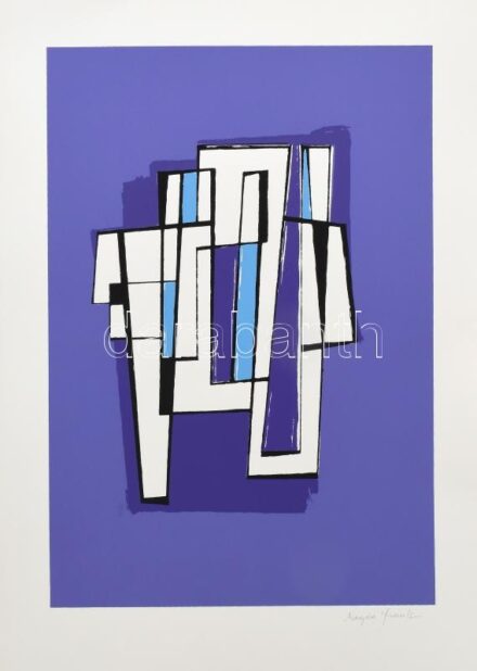 Frank Magda (1914-1997): Geometrikus kompozíció Szitanyomat, papír, jelzett, 40×27 cm / screenprint on paper, signed