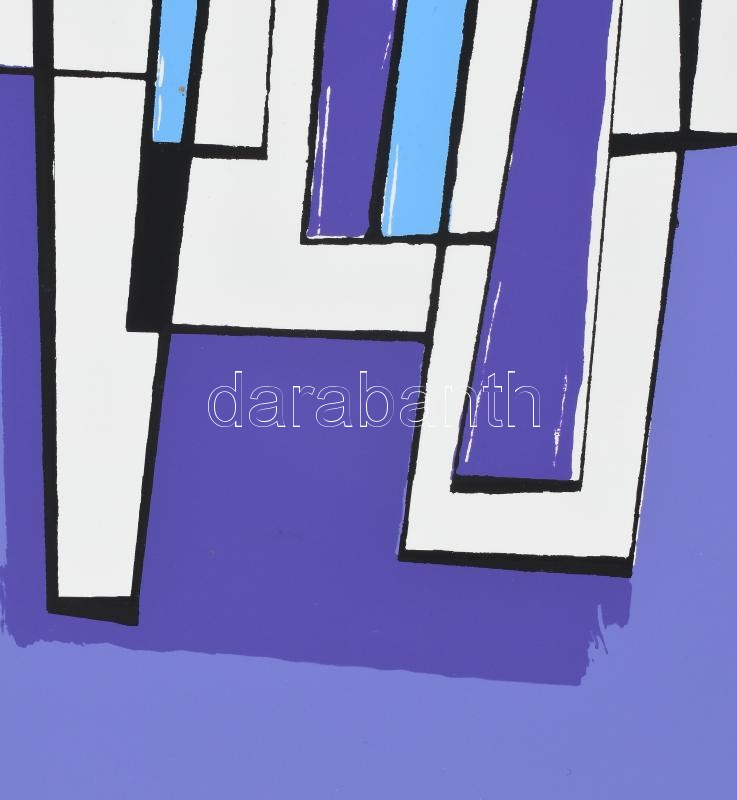 Frank Magda (1914-1997): Geometrikus kompozíció Szitanyomat, papír, jelzett, 40×27 cm / screenprint on paper, signed - Image 2