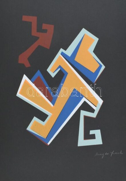 Frank Magda (1914-1997): Szoborterv. Szitanyomat, papír, jelzett, lapméret: 50×35 cm / screenprint on paper, signed