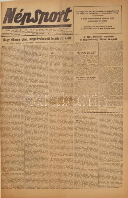 1953 A Népsport teljes első félévének számai bekötve