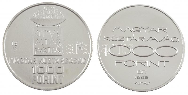 1994-1995. 1000Ft Ag 'XXVI. Nyári Olimpia - Atlanta - Úszás, Vívás' (2xklf) közös tanúsítvánnyal T:BU Adamo EM 137,143 - Image 2