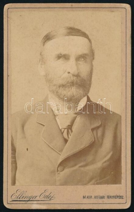 cca 1875 Guthy Ferenc (1822-1909), 1848/49-es nemzetőrségi százados Beregszászon, később alispán és megyei törvényszéki elnök fotója, Eilinger Ede műterméből, hátoldalon feliratozva, 10,5×6,5 cm