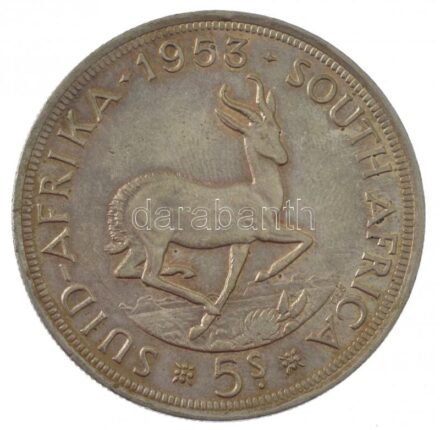 Dél-Afrika 1953. 5Sh Ag 'II. Erzsébet' (28,28g) T:2 South Africa 1953. 5 Shilling Ag 'Elizabeth II' (28,28g) C:XF Krause KM#52