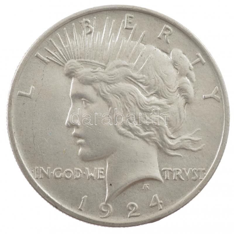 Amerikai Egyesült Államok 1924. 1$ Ag 'Béke' (26,72g) T:1- kis karc USA 1924. 1 Dollar Ag 'Peace' (26,72g) C:AU small scratch Krause KM#150