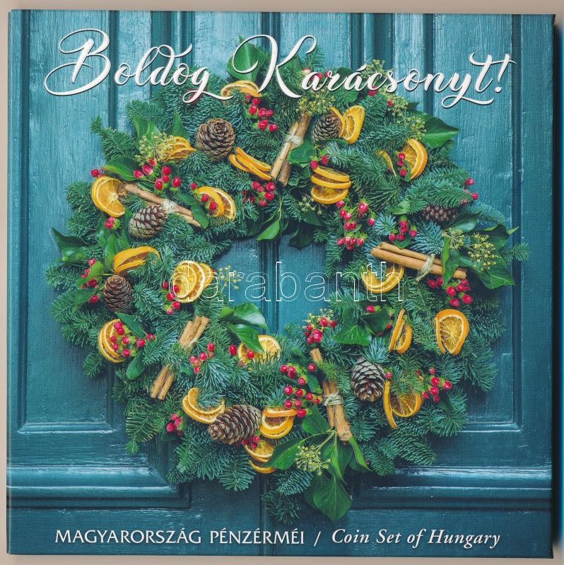 2019. 5Ft-200Ft (6xklf) + 'Boldog Karácsonyt' Cu-Zn emlékérem, forgalmi szett dísztokban T:PP