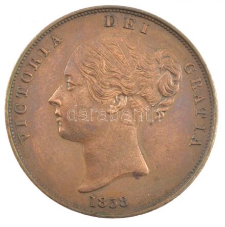Nagy-Britannia 1858. 1p Cu 'Viktória' (18,78g) T:1- kis ph. Great Britain 1858. 1 Penny Cu 'Victoria' (18,78g) C:AU small edge error Krause KM#739