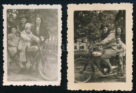 1953 Csepel 100 cm3-es motorkerékpár, rendszáma JK-270, 2 db fotó hátoldalon feliratozva, 6×4 cm