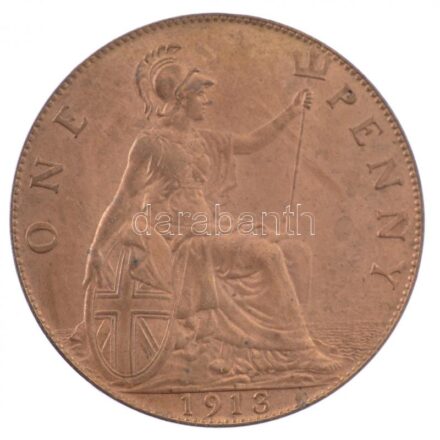 Nagy-Britannia 1913. 1p bronz 'V. György' (9,62g) T:1- Great Britain 1913. 1 Penny bronze 'George V' (9,62g) C:AU Krause KM#810
