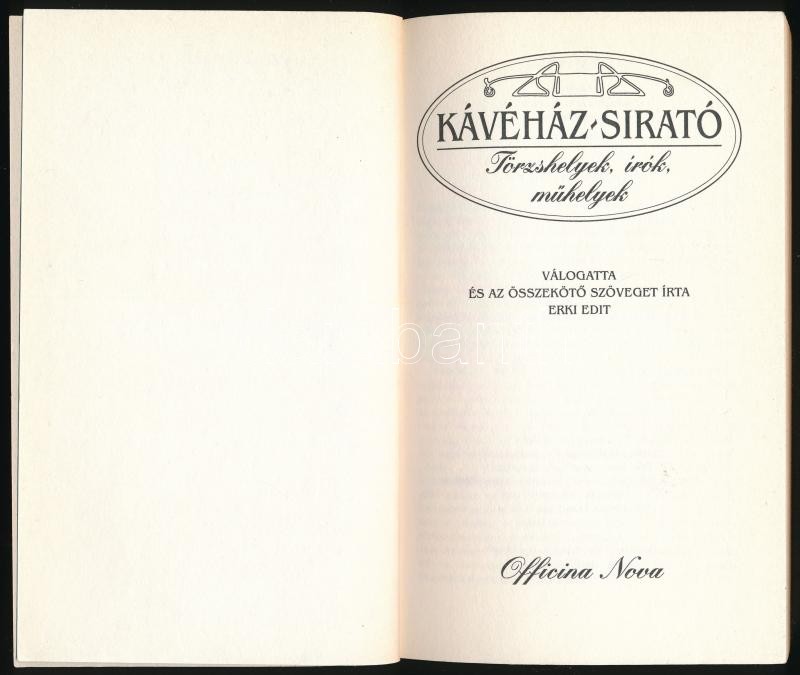 Erki Edit: Kávéház-sirató. Törzshelyek, írók, műhelyek. Bp., (1995), Officina Nova. Kiadói papírkötés. - Image 2
