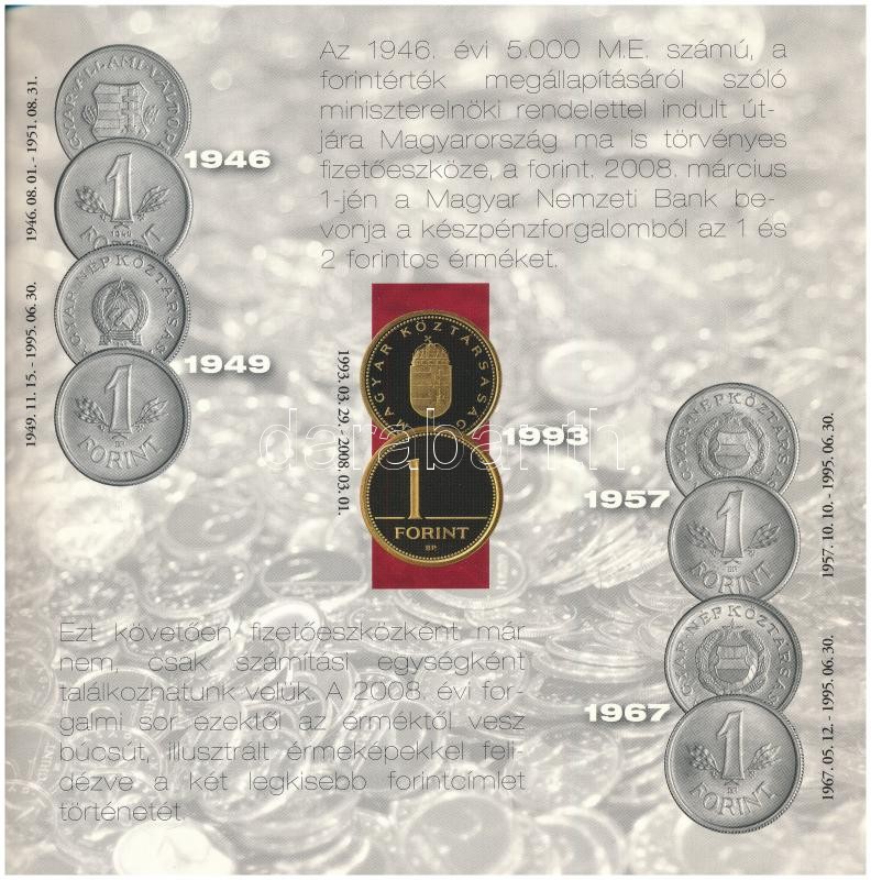 2008. 1Ft-100Ft (7xklf) 'Búcsú az egy- és kétforintostól' forgalmi sor szettben T:BU Adamo FO42 - Image 4