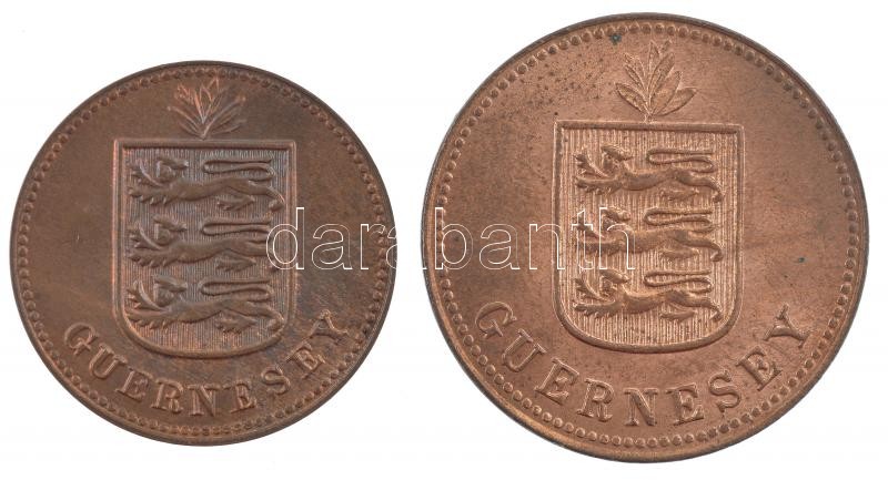Guernsey 1920. 2D bronzozott Cu + 1938. 1D bronze T:1- Guernsey 1920. 2 Doubles bronze plated Cu + 1938. 1 Double bronze C:AU Krause KM#11, KM#12 - Image 2