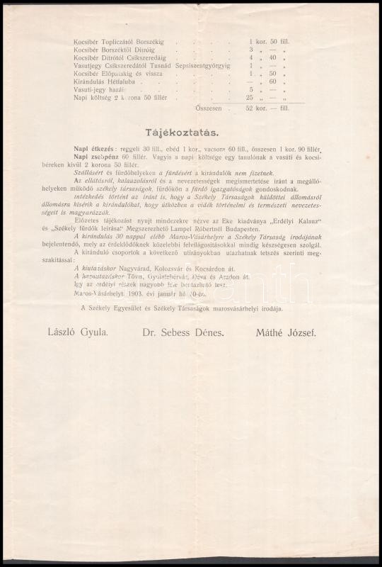 1903 Marosvásárhely, Székely-Egyesület és Székely Társaságok levele - Image 3