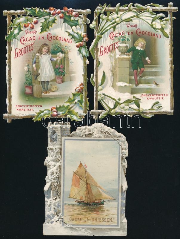 cca 1899 3 db litho kakaó és csokoládéreklám