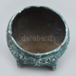Mihály Béla: Ikebana váza, kerámia, jelzett, vízköves, kiálló fémszálak lekoptak!!!, m: 11 cm - Image 2