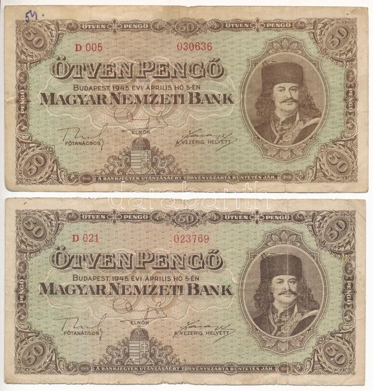 1945. 50P (4db) T:III,III- Adamo P15