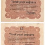 1849. 15kr 'Kossuth bankó' (2x) T:III egyiken kis beszakadások Adamo G102