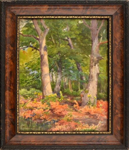 Horn Antal (1882 - ?): Erdei táj. Akvarell, papír, jelzett, üvegezett fakeretben. 38x28 cm