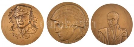 Lengyelország ~1970. 3xklf kétoldalas, katonai bronz éremből álló tétel eredeti díszdobozban (70mm), benne: 'Lengyel Néphadsereg', szign.: St. Sikora + 'Karol Świerczewski altábornagy', szign.: M + 'Bem József', szign.: MW