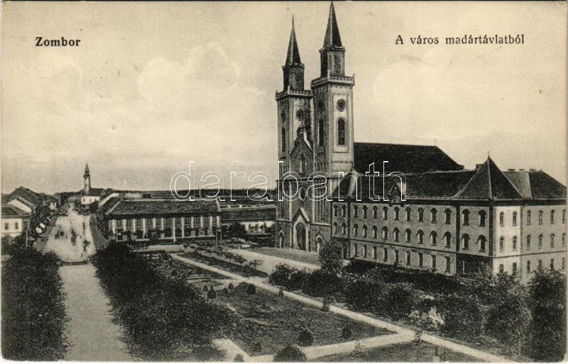 1915 Zombor, Sombor; A város madártávlatból. Kaufmann Emil kiadása / general view (EK)