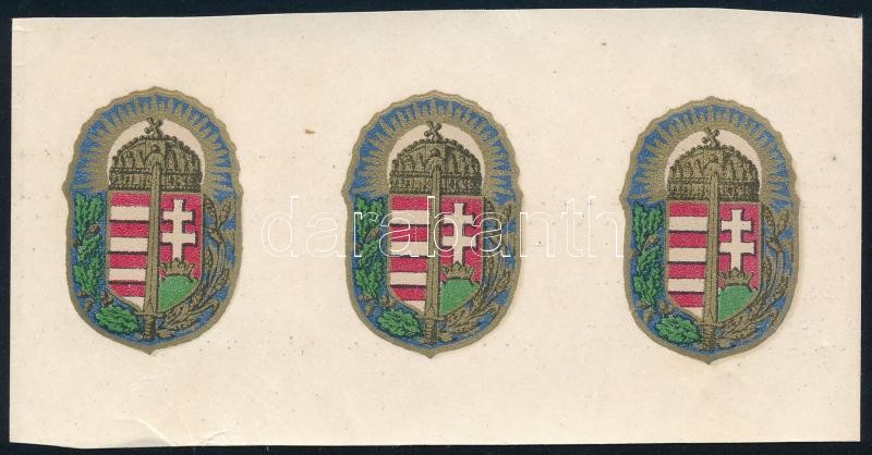 cca 1930 3 db Vitézi jelvény kis méretű litho levonokép 11x6 cm