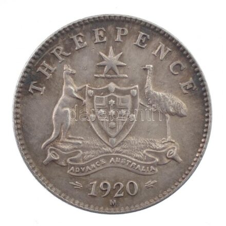 Ausztrália 1920M 3p Ag 'V. György' (1,39g) T:1- patina Australia 1920M 3 Pence Ag 'George V' (1,39g) C:AU patina Krause KM#24