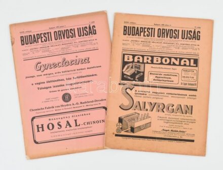 1930 Budapesti Orvosi Újság 2 db száma