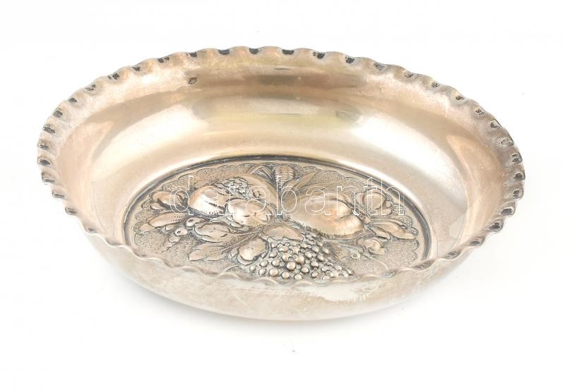 Ezüst (Ag) tálka, jelzett, nettó: 78 g, d: 11,5 cm