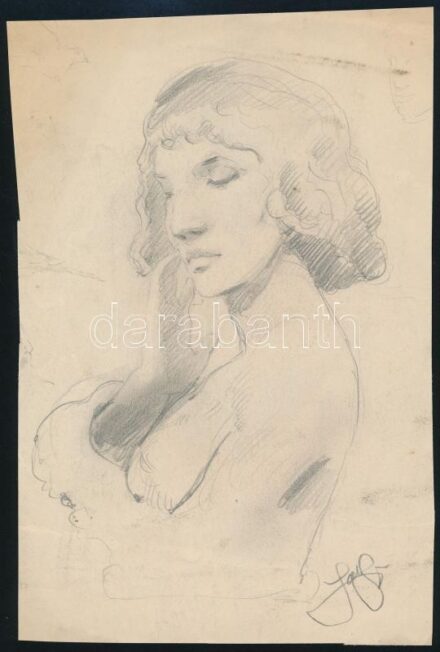 Jakab Gyula (1910-1991): Női akt, ceruza, papír, 23×15 cm