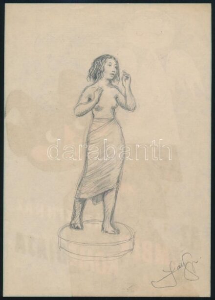 Jakab Gyula (1910-1991): Női akt, ceruza, papír, 22,5×16 cm