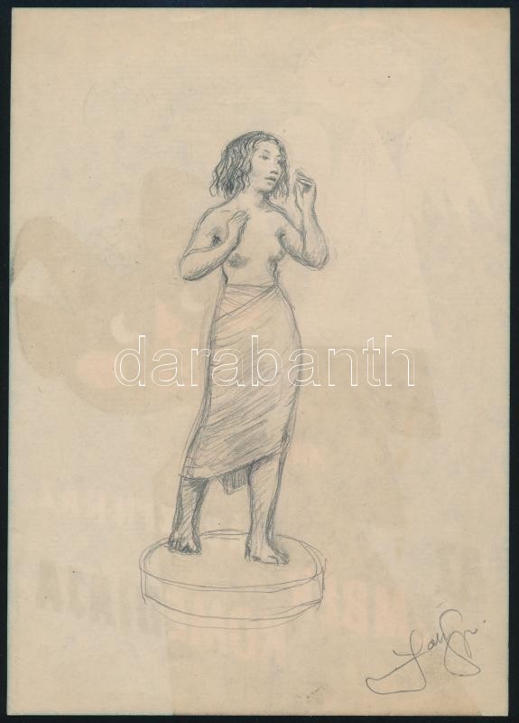 Jakab Gyula (1910-1991): Női akt, ceruza, papír, 22,5×16 cm