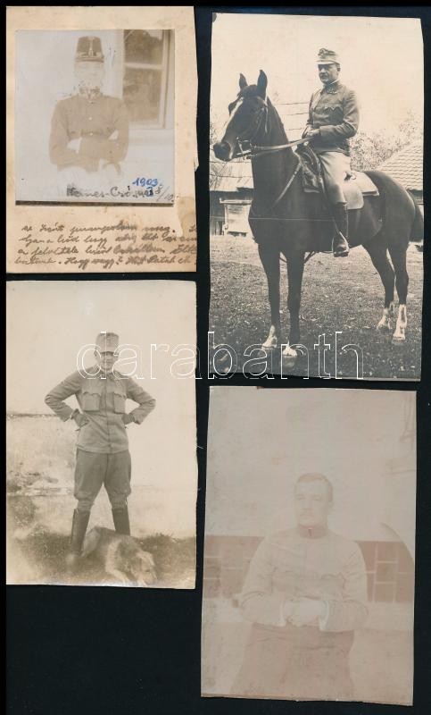 cca 1903-1917 4 db katonafotó, vágottak, 6×5,5 és 12×7 cm