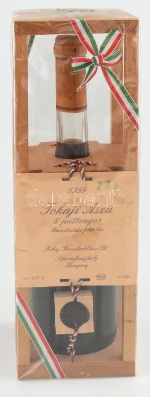 1959 6 puttonyos tokaji aszú bontatlan palack muzeális bor díszcsomagolásban, sorszámozott. 0,5l - Image 2