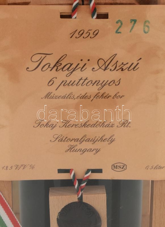 1959 6 puttonyos tokaji aszú bontatlan palack muzeális bor díszcsomagolásban, sorszámozott. 0,5l - Image 3