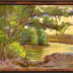 Bertalan Rózsa (1900-1987): Erdei patak. Pasztell, papír, üvegezett keretben, 23×29 cm