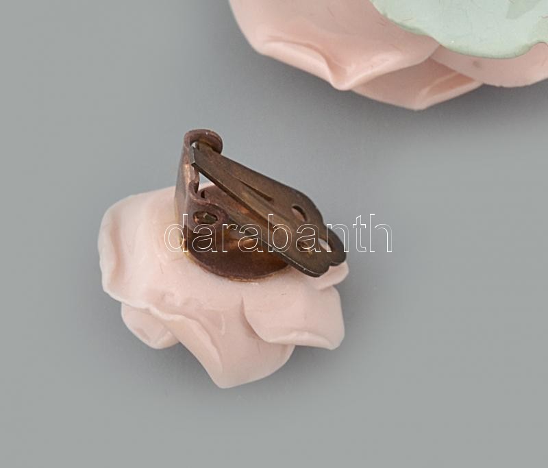 Herendi porcelán bross és fülklipsz párban. Kézzel festett jelzett, hibátlan. 5 cm - Image 3