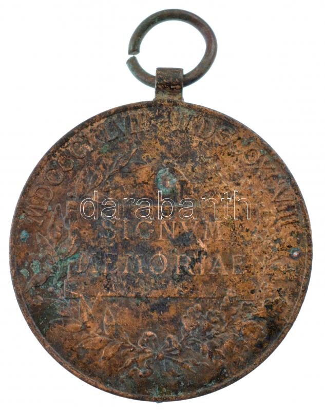 1898. 'Jubileumi Emlékérem a Fegyveres Erő Számára / Signum memoriae (AVSTR)' aranyozott bronz kitüntetés mellszalag nélkül T:2,2- patina, ph, kopott aranyozás Hungary 1898. 'Commemorative Jubilee Medal for the Armed Forces' bronze - Image 2