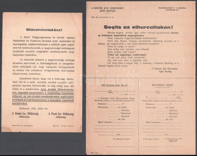 1945 2 db judaika röplap