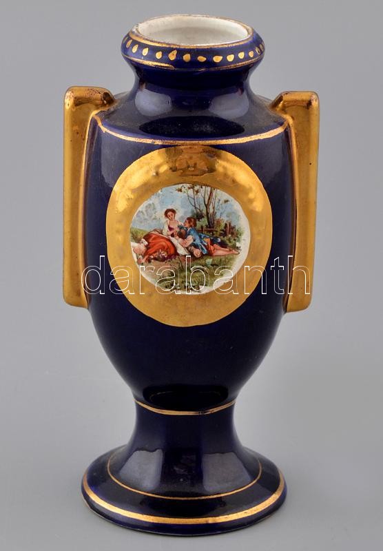 Cseh Alt Wien porcelán vázácska. Matricás, jelzett, kopással 18 cm