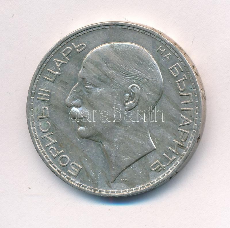 Bulgária 1937. 100L Ag 'III. Borisz' T:2 patina, ph, karc Bulgaria 1937. 100 Leva Ag 'Boris III' C:XF patina, edge error, scratch Krause KM#45